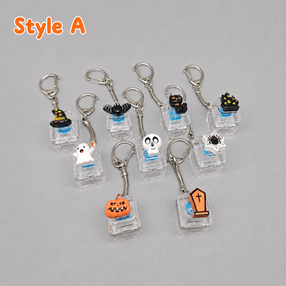 Halloween Fidget Keycap Pressing Stress Relief Keychain with Cute Holiday Charms