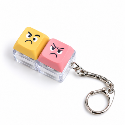 Funny Face Keyboard Keycap Fidget Keychain – 2/3/4/6/9-Key Clicker Stress Relief Toy Bag Charm