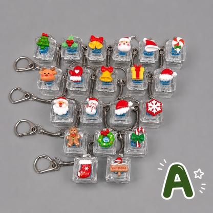 Christmas Fidget 1-Key Pressing Stress Relief Keychain with Cute Holiday Charms