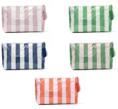 PVC Striped Waterproof Transparent Cosmetic Bag Makeup Travel Toiletry Organizer