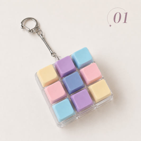 9-Key Mechanical Keyboard Fidget Keychain Clicky Sensory Stress Relief Keychain