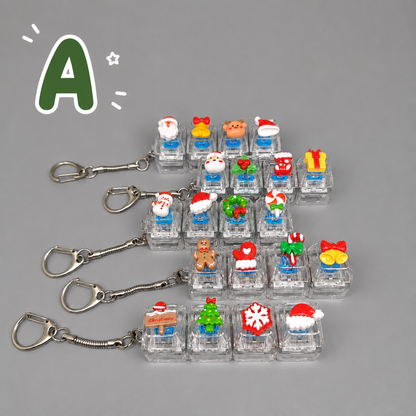 Christmas Fidget Keychain, 4-Key Pressing Stress Relief Keychain with Cute Holiday Charms