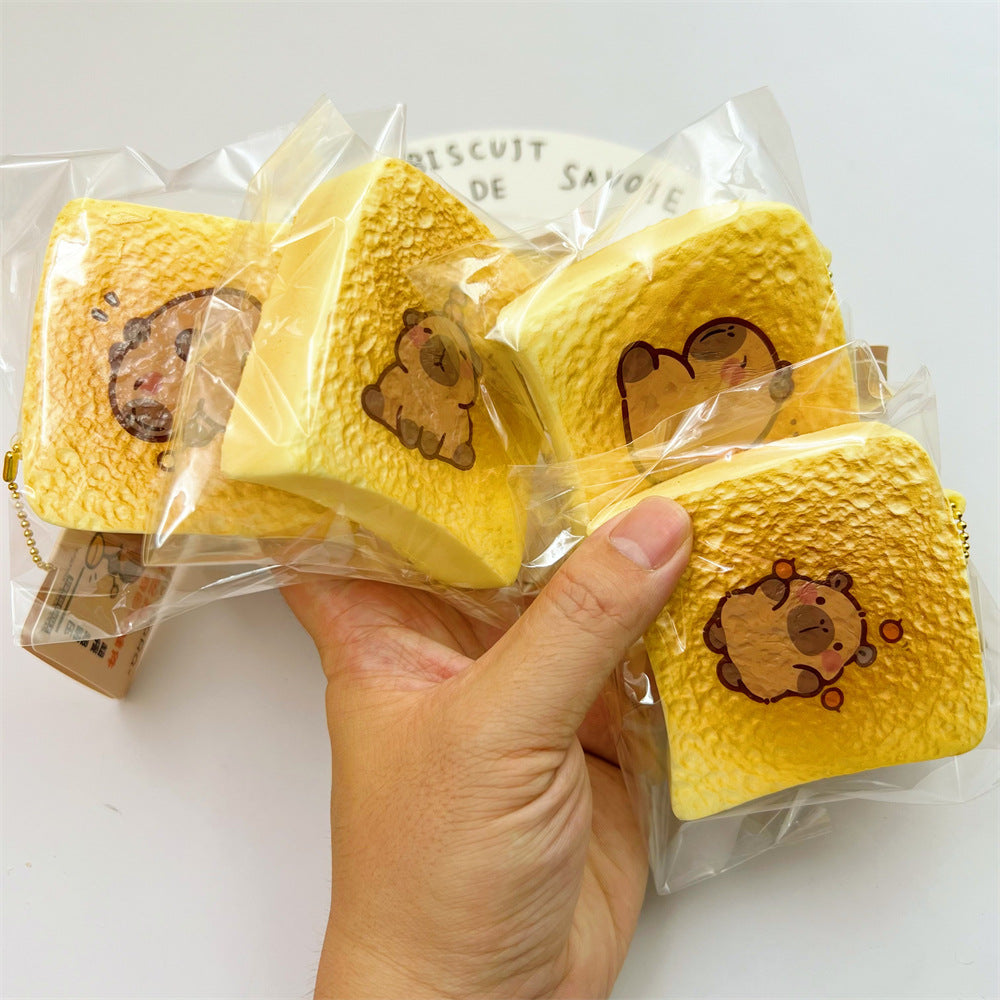 Anime Style  Capybara Toast Bread PU Squishy Slow Rising Stress Toy