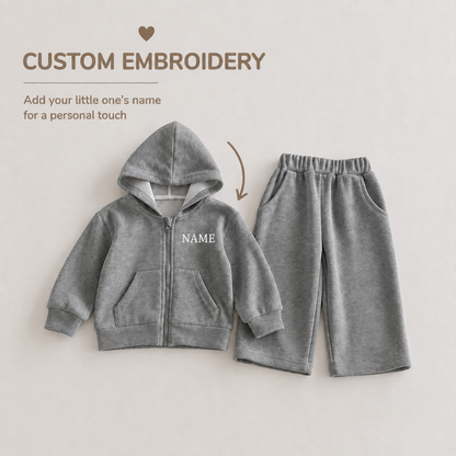 Personalized Kids’ Embroidered Hoodie & Jogger Set – Custom Name Toddler Tracksuit