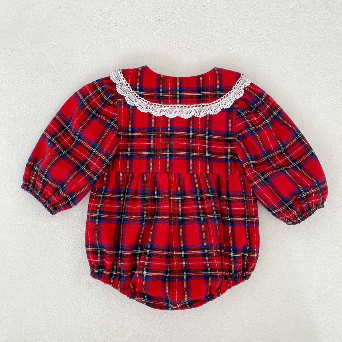 Christmas Red Plaid Girls Dress & Baby Romper – Cotton Long Sleeve Sister Matching Outfit