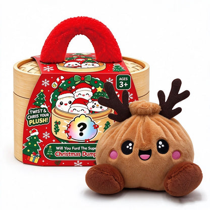 Christmas Bao Bun Plush Toys – Cute Holiday Dumpling Characters, Plush Only or with Bamboo Steamer Gift Box