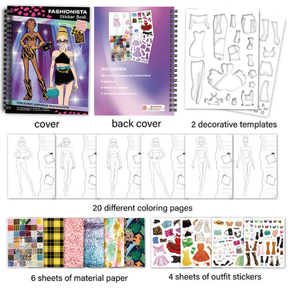 Dress-Up Sticker Book Set, Fashion Coloring & Outfit Stickers for Girls
