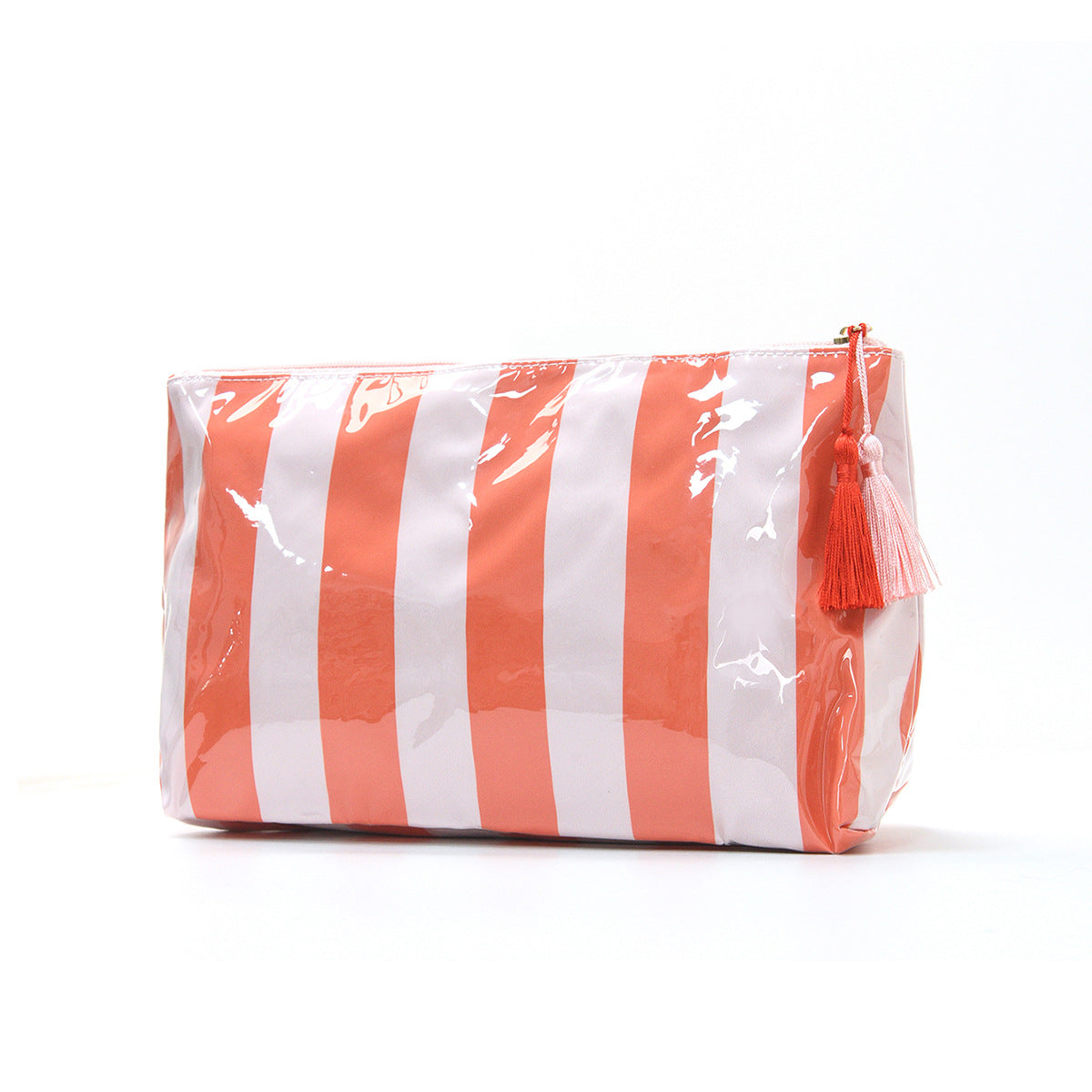 PVC Striped Waterproof Transparent Cosmetic Bag Makeup Travel Toiletry Organizer