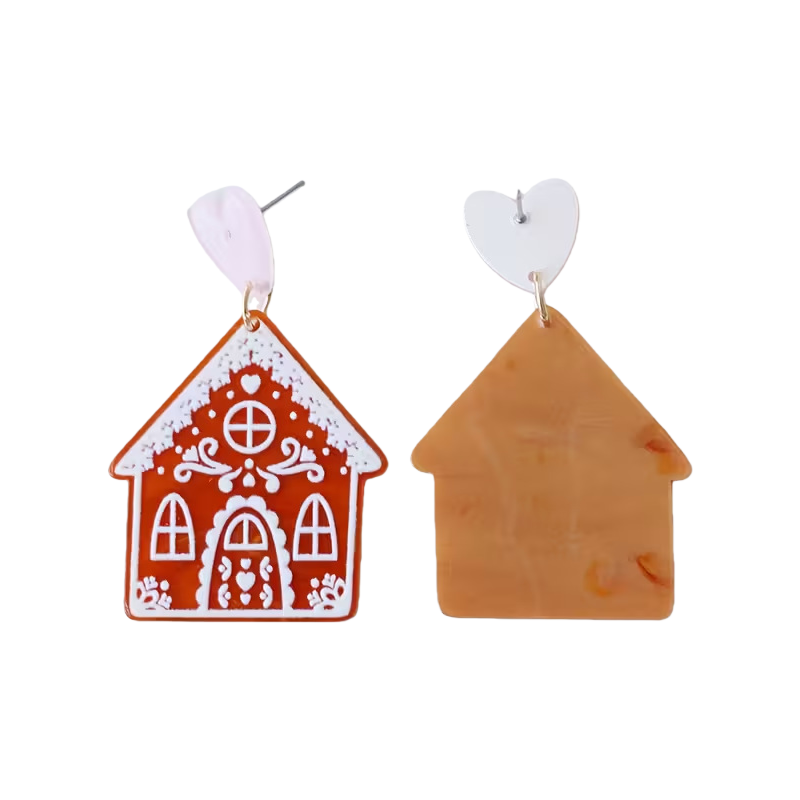 2025 Christmas Acrylic Earrings Cookie House Christmas Tree Grinch & Reindeer Design Vintage Simple Holiday Jewelry