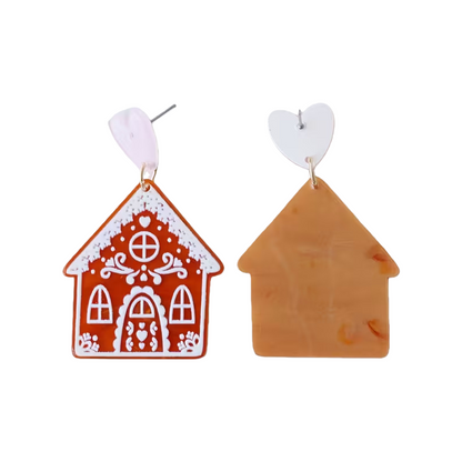 2025 Christmas Acrylic Earrings Cookie House Christmas Tree Grinch & Reindeer Design Vintage Simple Holiday Jewelry