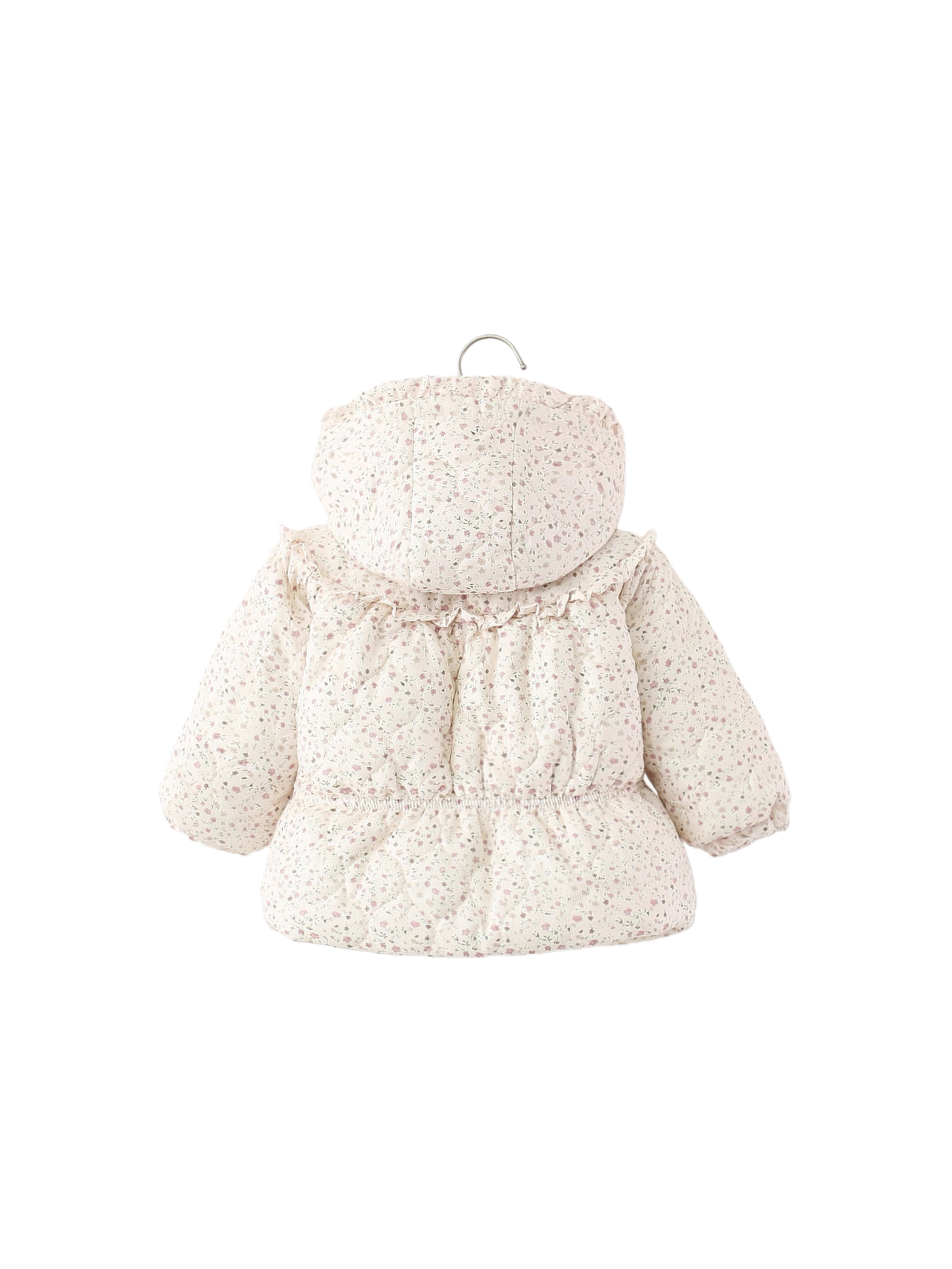 Baby Girls Winter Padded Coat Hooded Floral Jacket with Scarf Thick Warm Cotton Jacket