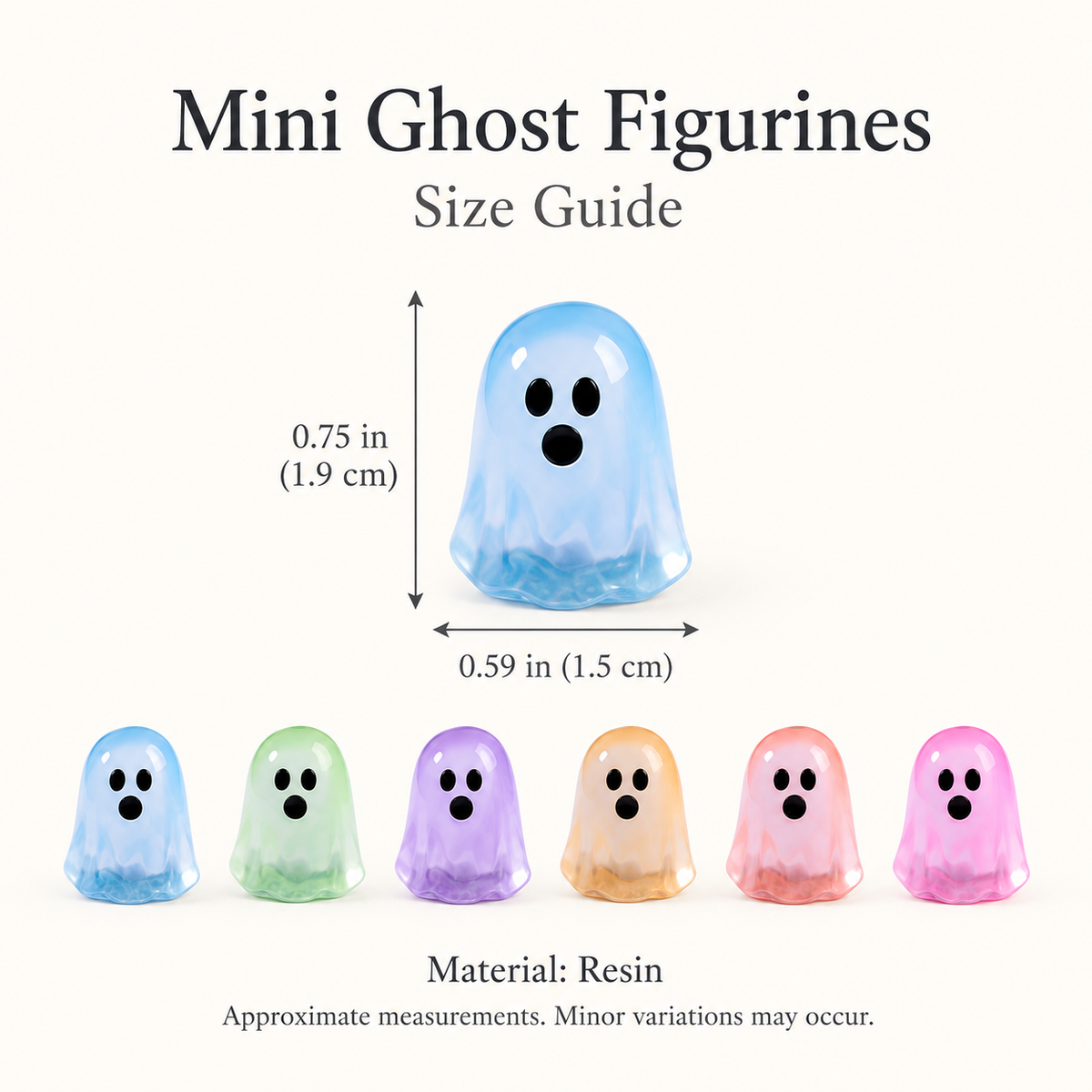 Mini Glow-in-the-Dark Ghost Figurines – Resin Halloween Tabletop Decor & Party Supplies