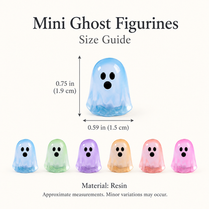 Mini Glow-in-the-Dark Ghost Figurines – Resin Halloween Tabletop Decor & Party Supplies