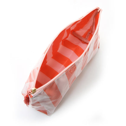 PVC Striped Waterproof Transparent Cosmetic Bag Makeup Travel Toiletry Organizer