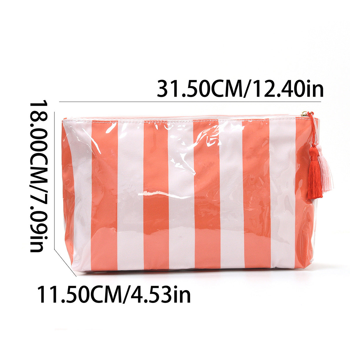 PVC Striped Waterproof Transparent Cosmetic Bag Makeup Travel Toiletry Organizer