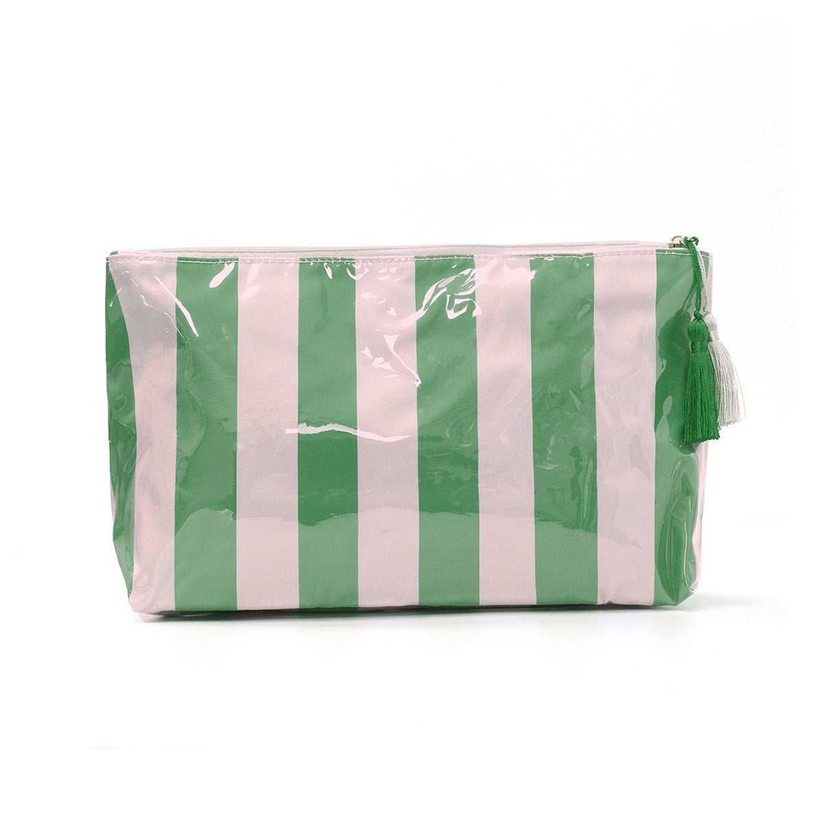 PVC Striped Waterproof Transparent Cosmetic Bag Makeup Travel Toiletry Organizer