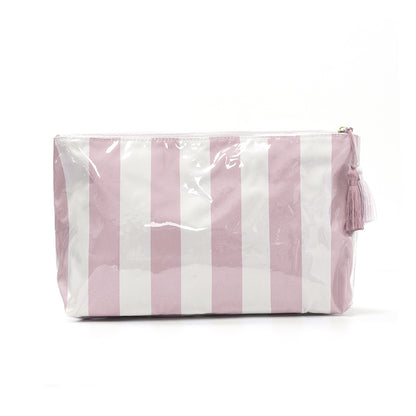 PVC Striped Waterproof Transparent Cosmetic Bag Makeup Travel Toiletry Organizer