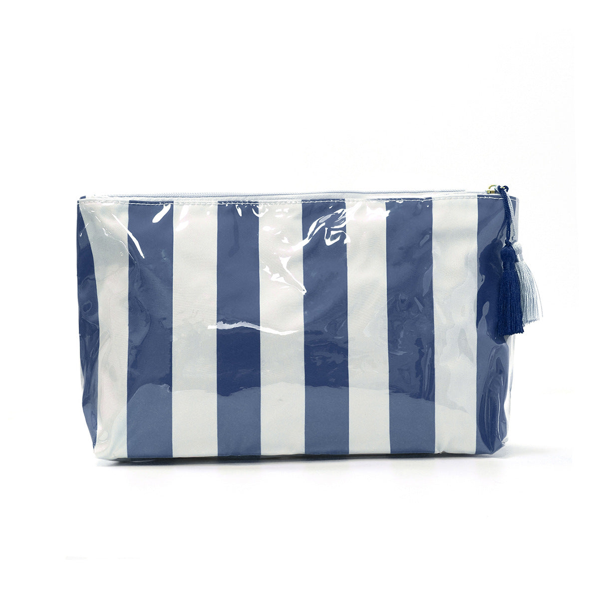 PVC Striped Waterproof Transparent Cosmetic Bag Makeup Travel Toiletry Organizer