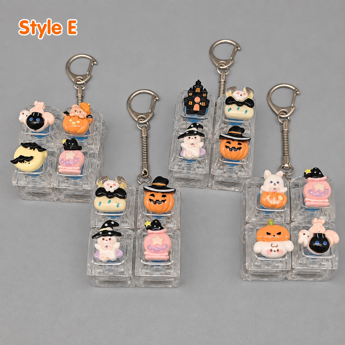 Halloween Fidget Keycap Pressing Stress Relief Keychain with Cute Holiday Charms