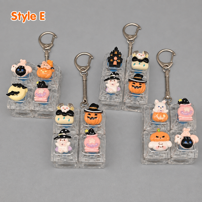 Halloween Fidget Keycap Pressing Stress Relief Keychain with Cute Holiday Charms