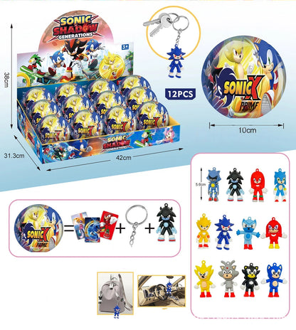 Cartoon Blind Capsule Toy Box Set of 12, Surprise Collectible Figures & Keychains