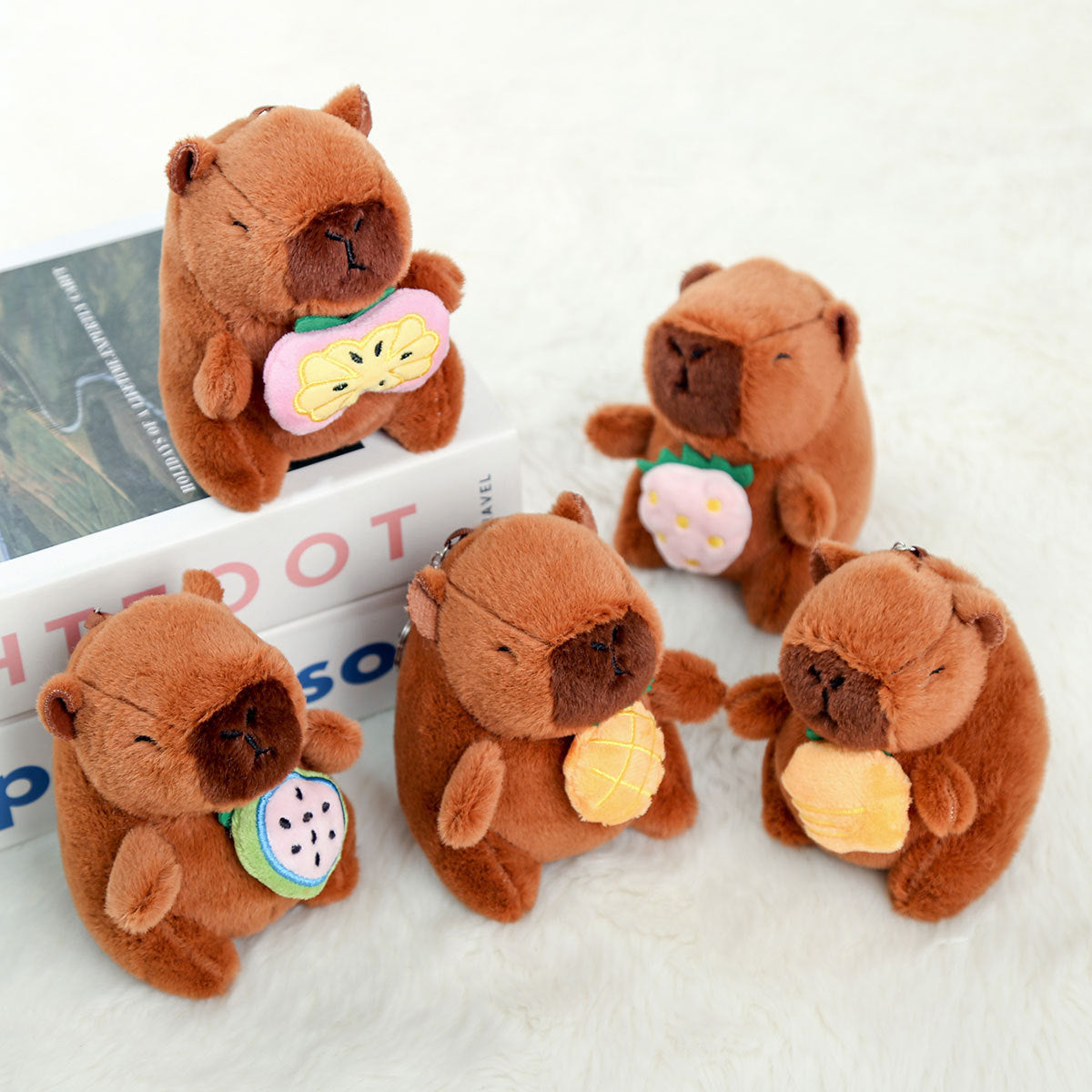 Interactive Capybara Plush Keychain – Pull-String Wiggling Bag Charm