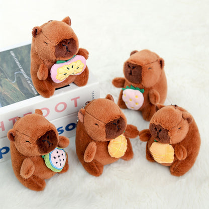 Interactive Capybara Plush Keychain – Pull-String Wiggling Bag Charm