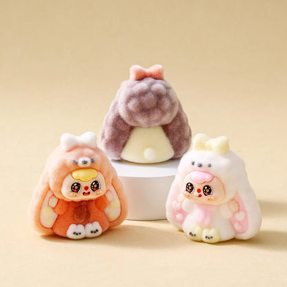 Bunny Capybara Baby-three Flocked Mini Figurine Desktop Ornament Car Decoration Collectible Toy