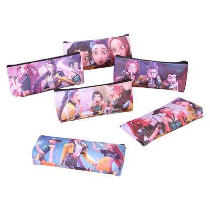 K-Pop Demon Hunters Printed Pencil Case, Large Capacity Single-Layer Stationery Bag for Students and Fans