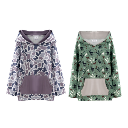 Boys Fall Winter Camo Animal Print Pocket Hoodies