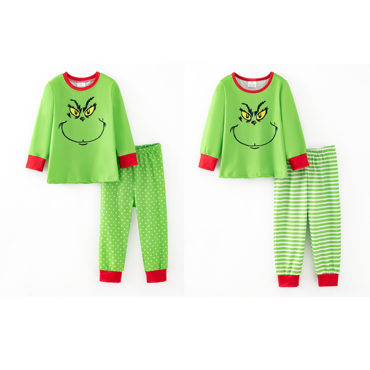 Kids Christmas Winter Grinch Printed Pajamas Set Collection