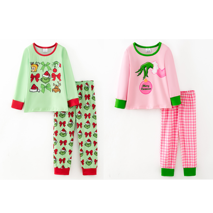 Girls Christmas Winter Grinch Printed Pajamas Set Collection