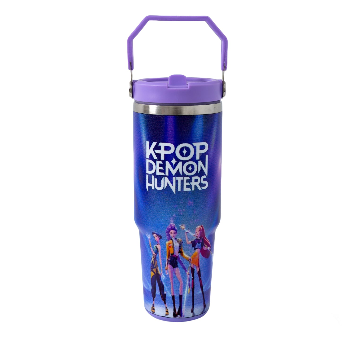 New K-Pop Demon Hunters 30oz Stainless Steel Vacuum Tumbler with Handle and Straw Insulated Car Mug Merch
