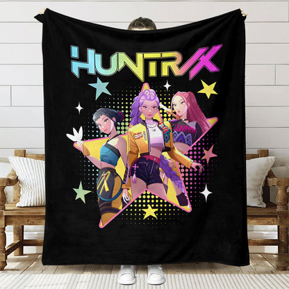 Kpop Demon Hunters Saja Boys Plush Throw Blanket, Flannel Nap Blanket for Sofa or Bed
