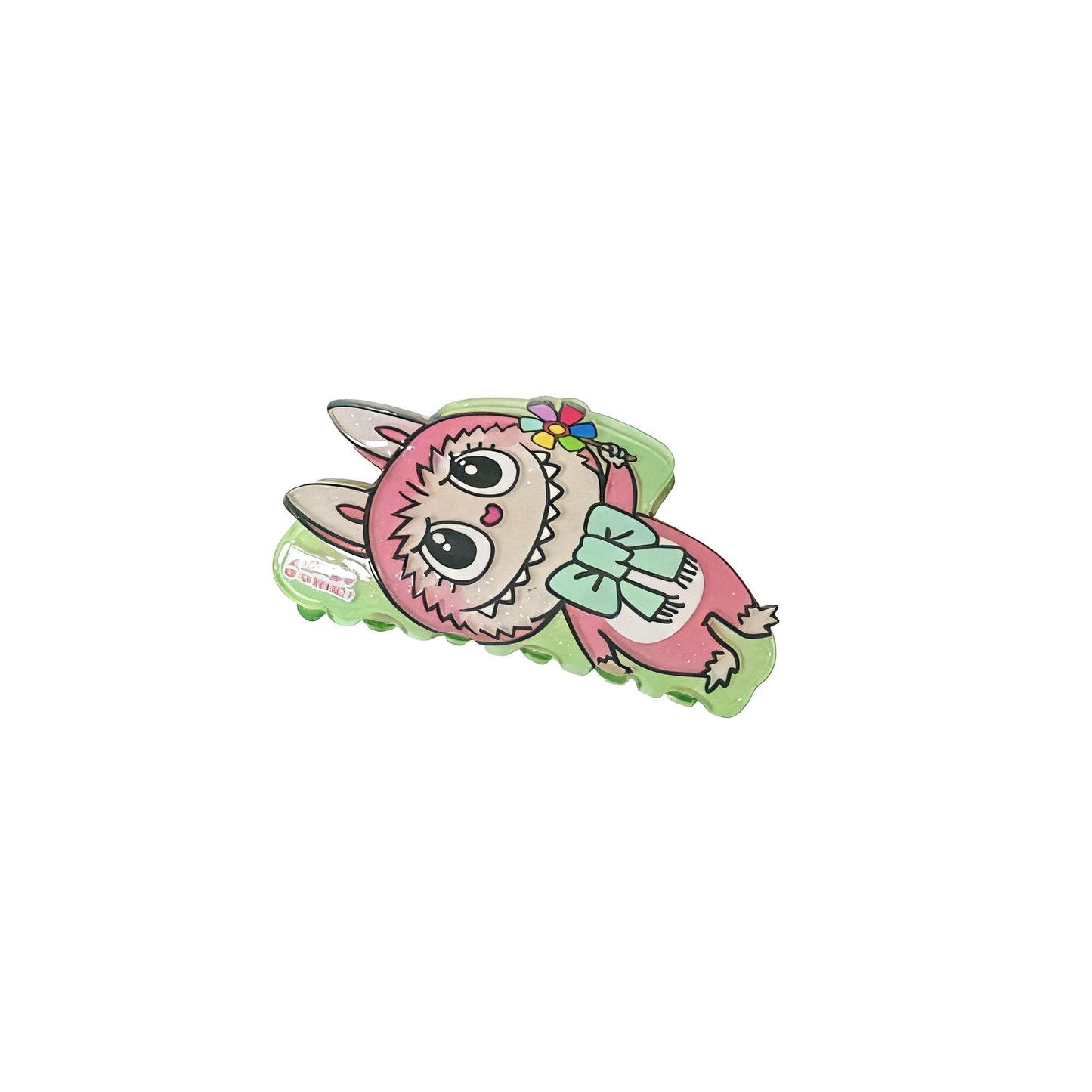 Colorful Dopamine Labubu Cartoon Hair Claw – Cute Printed Kids Hair Clip, Back Bun Shark Clip