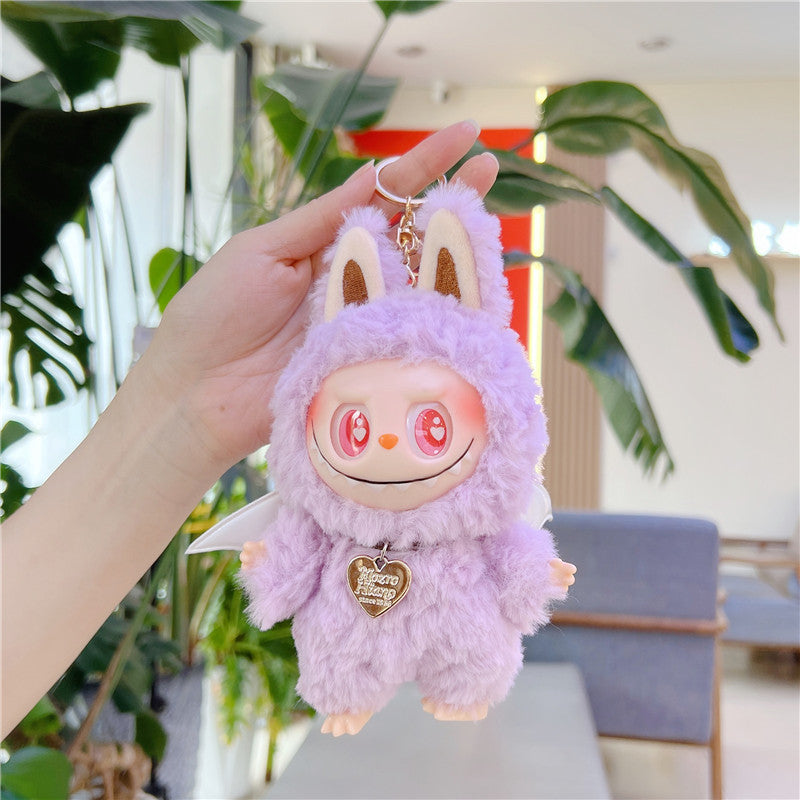 Labubu Soft Vinyl Plush Doll Keychain with Wings – Cute Mini Pendant Toy Necklace Charm
