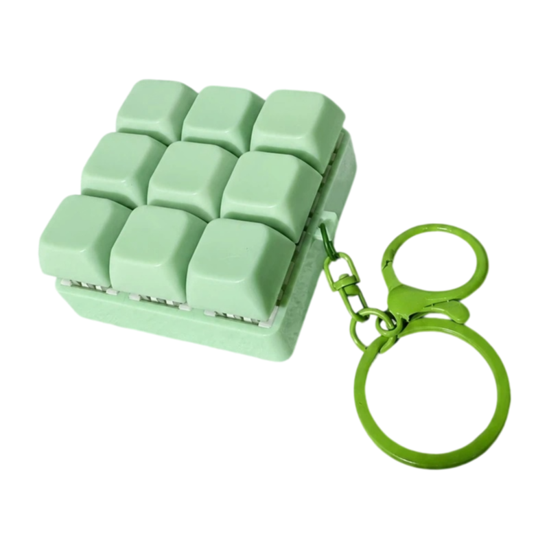 Finger Press Button Cube Squishy Keyboard Keychain Stress Relief Toy