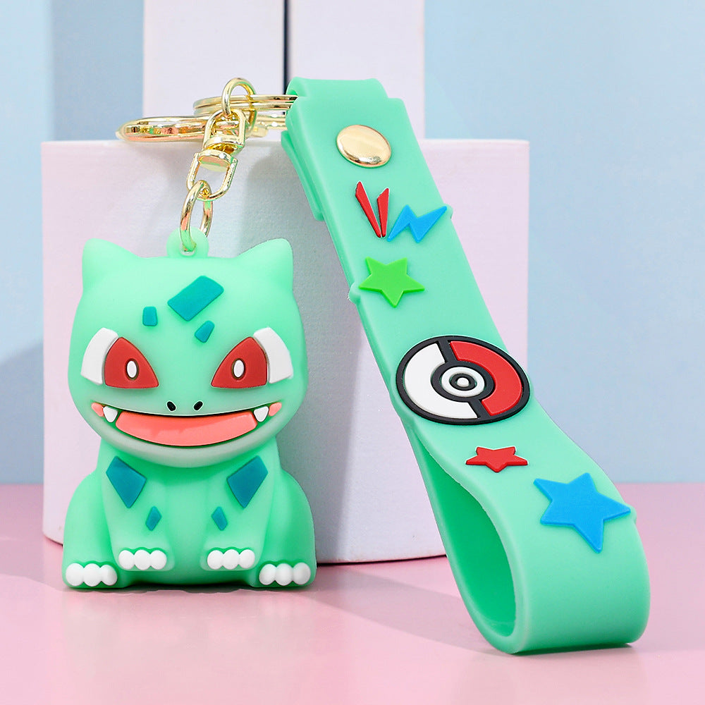Cartoon Pikachu Silicone Keychain Pokémon Mini Figure Bag Charm Pendant