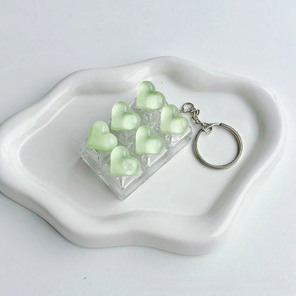 Ice-Translucent Heart Keycap Stress Relief Keychain Keyboard-Style Pendant Charm