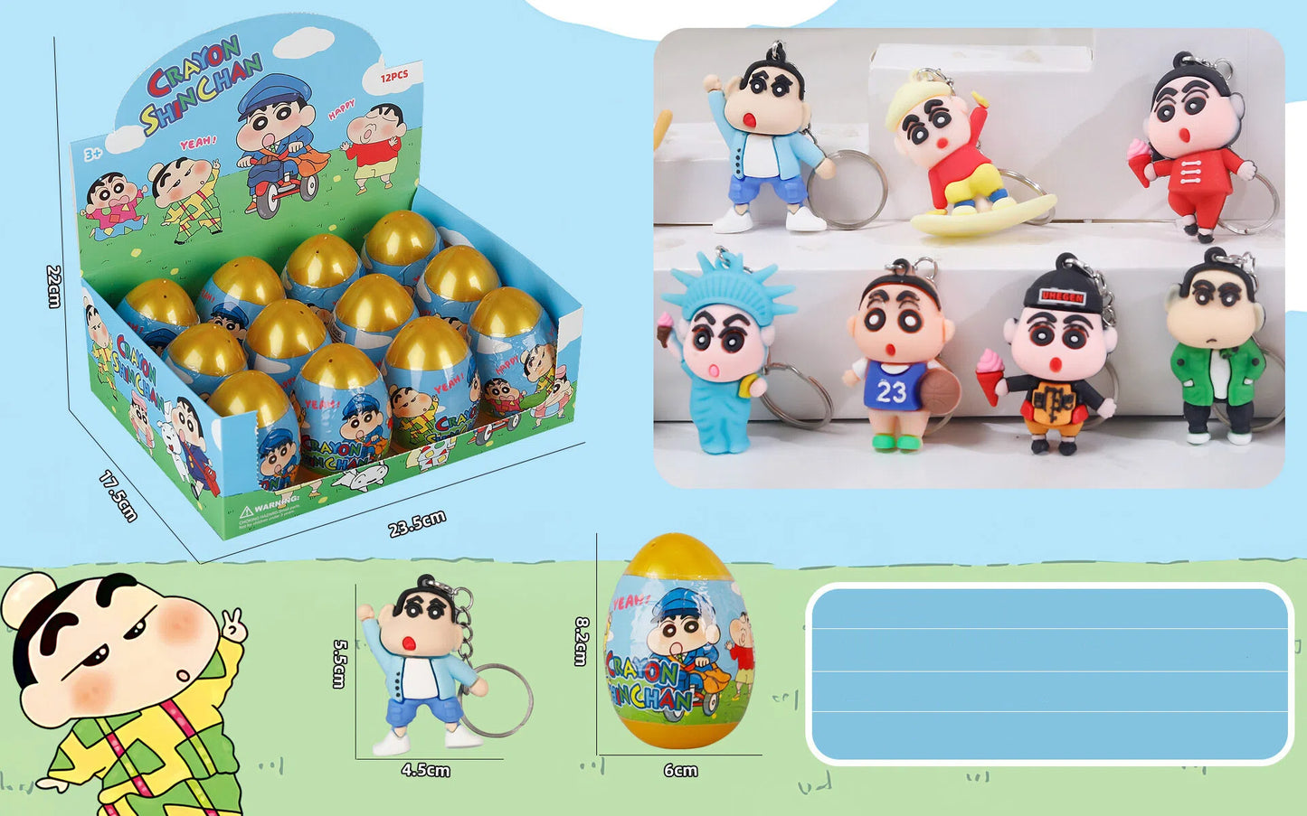 Surprise Egg Silicone Key Chain Blind Box Cute Cartoon Character Pendant