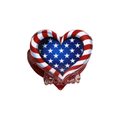 4th of July USA Flag Mini Claw Clips & Half-Moon Hair Claw Patriotic Hair Accessories