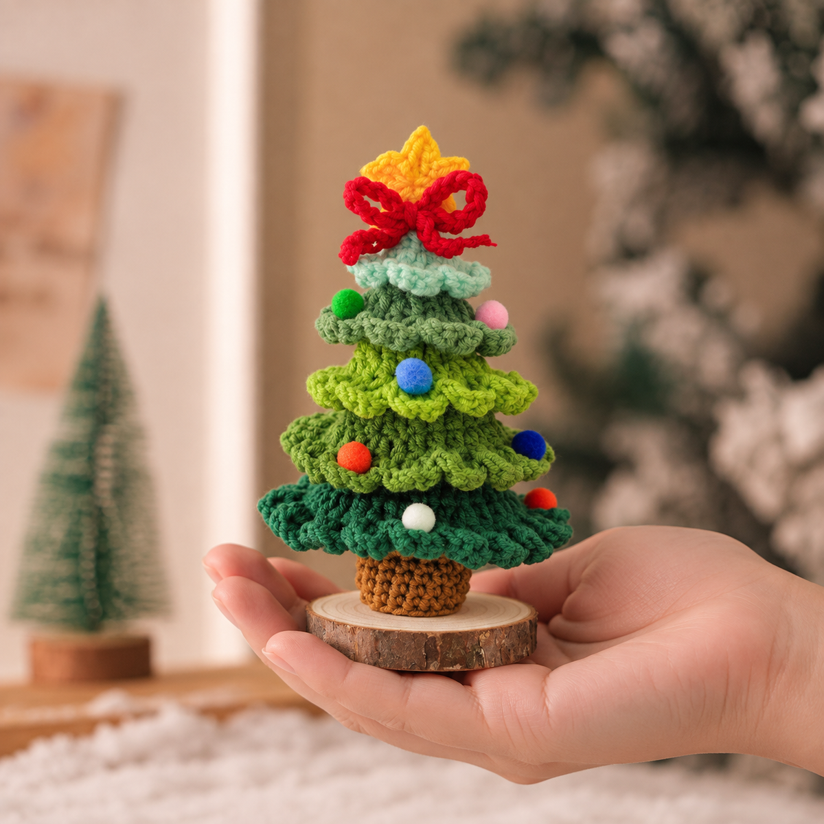 Plush Christmas Bell Ornaments Crochet Christmas Tree Mini Decor & Car Hanging