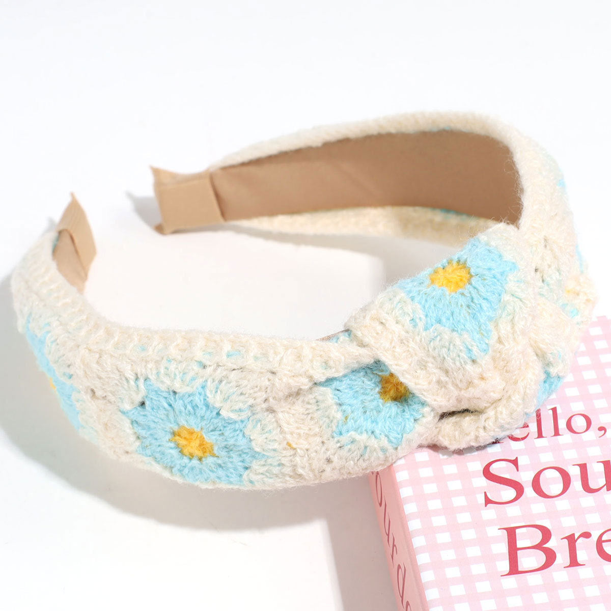 Handmade Crochet Headband Boho Knitted Hair Band for Women & Girls Granny Square Hair Accessory