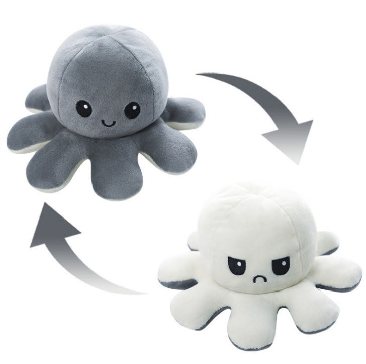 Reversible Octopus Plush Toy – Double-Sided Mood & Emotion Stuffed Animal