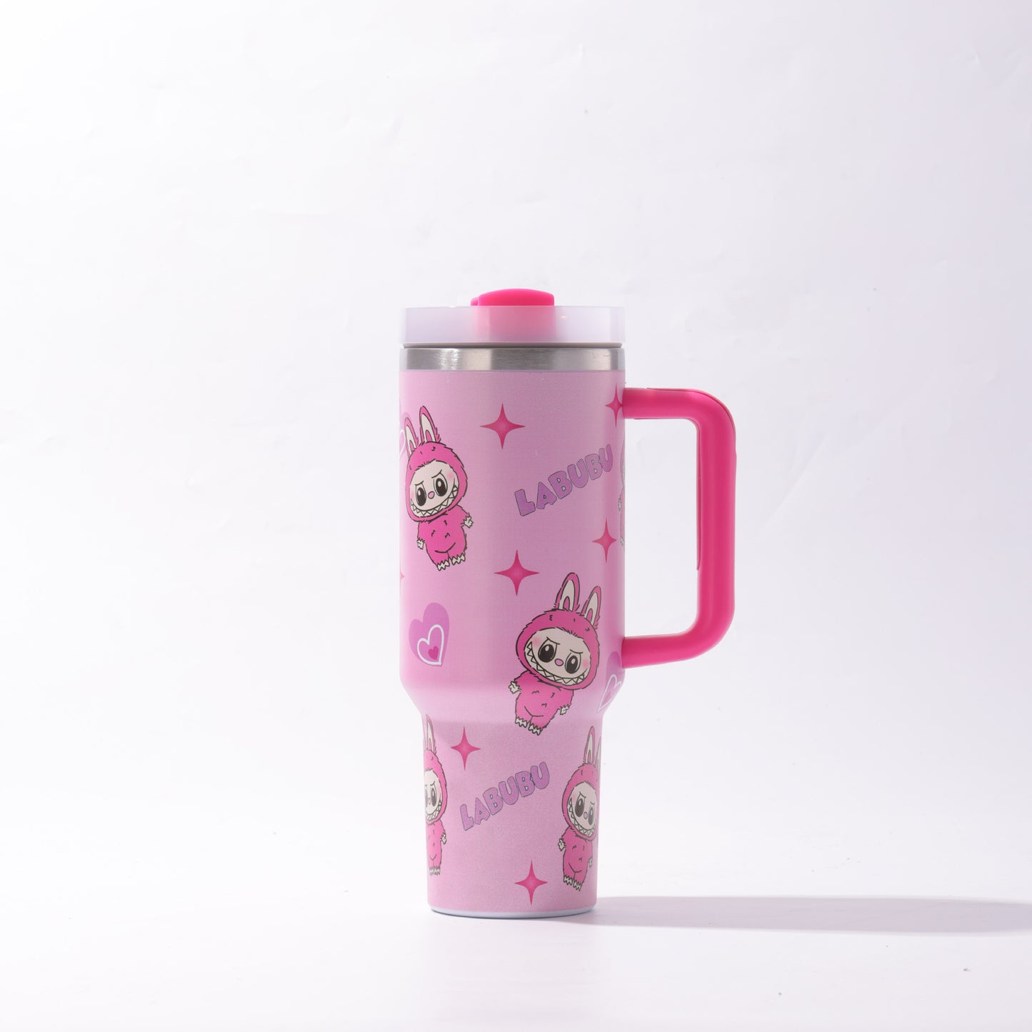 Labubu 40oz Insulated Tumbler with Handle and Straw Car Travel Mug Hot & Cold Stainless Steel Cup