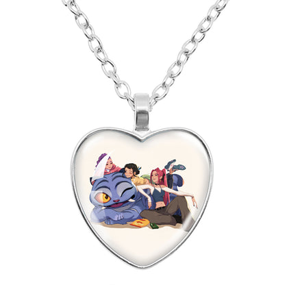 K-Pop Demon Hunters Alloy Heart Shaped Pendant Necklace Cartoon Anime Jewelry Accessory