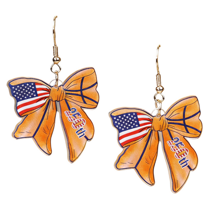 4th of July 250th Anniversary Patriotic USA Flag Acrylic Drop Earrings Holiday Jewelry