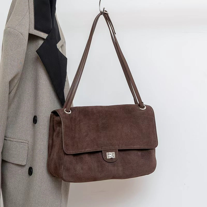 Slouchy Flap Shoulder Bag in Leather or Suede