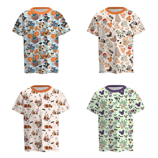 Boys Fall Halloween Pumpkin Cartoon Short Sleeves Top