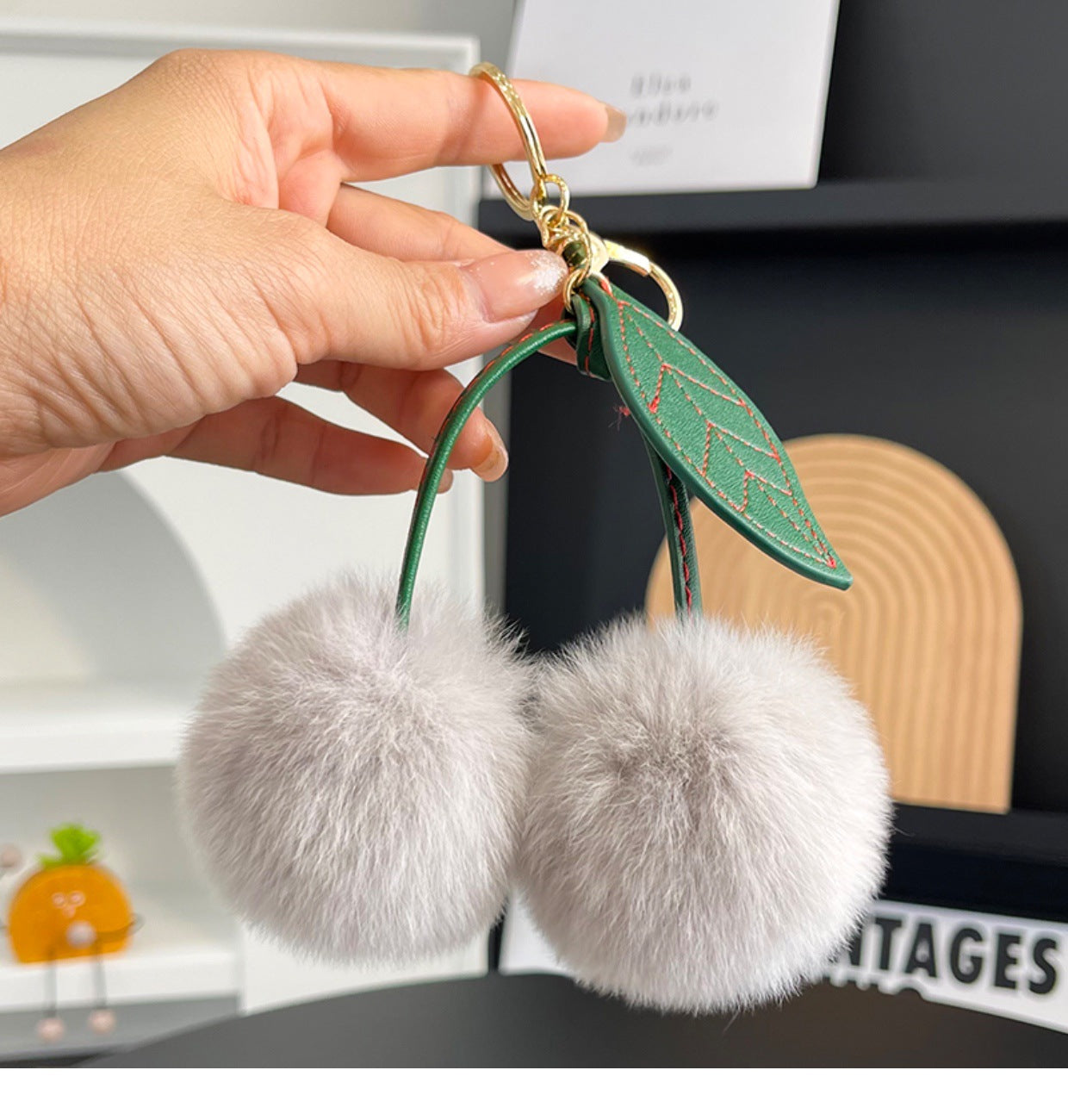 Cherry Plush Bag Pendant Lovely Keychain Cartoon Keyring Accessory